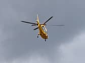 The air ambulance at tonight's (Thursday's) crash near Leamington. Photo by dhPhoto.