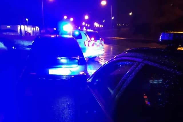 A stolen car was stopped by a 'stinger' after a police chase near Rugby in the early hours of this morning (Sunday).