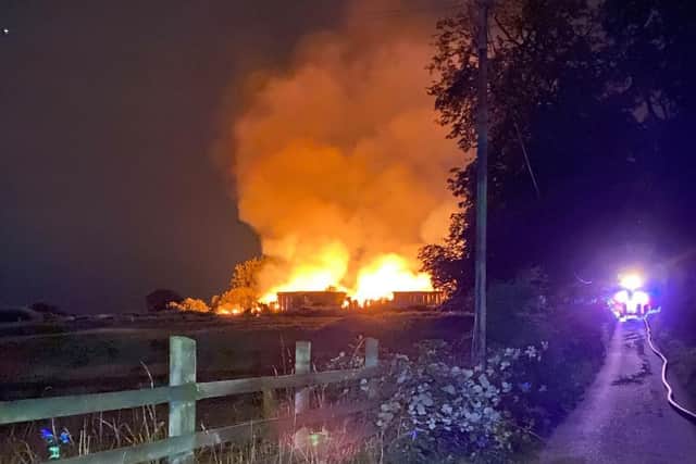 Firefighters battled a fire at a farm building in Radford Semele this morning (Thursday). Photo by Warwickshire Fire and Rescue Service.