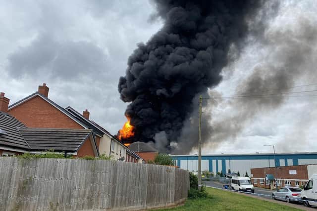 The huge blaze at Juno Drive in Leamington. Photo supplied