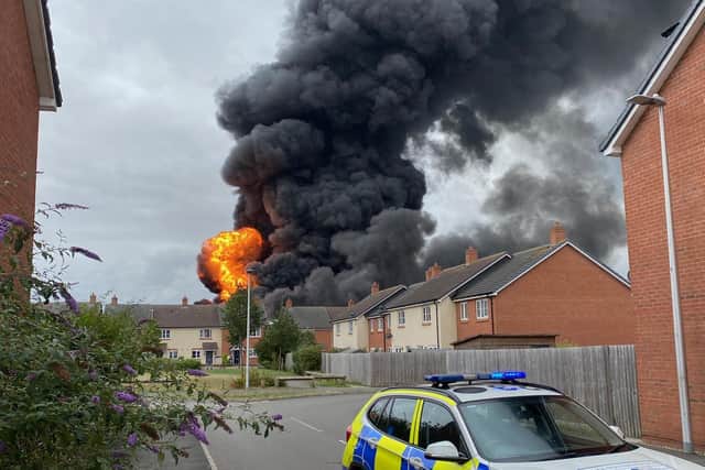 Emergency services are continue to search for a person who remains unaccounted for after a huge blaze in Leamington. Photo supplied