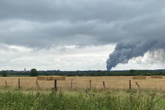 The fire, which happened on August 27, created a massive plume of smoke which could be seen for miles around. Photo supplied