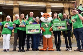 Volunteers and staff from the national animal welfare charity the League Against Cruel Sports, including one in a fox costume, gathered outside Leamington Town Hall today to urge the public to take action and sign up to its National Trust campaign.