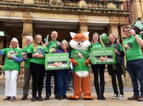 Volunteers and staff from the national animal welfare charity the League Against Cruel Sports, including one in a fox costume, gathered outside Leamington Town Hall today to urge the public to take action and sign up to its National Trust campaign.