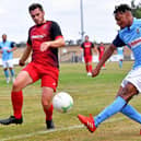 Melu Mpande crosses from the left wing   PICTURES BY MARTIN PULLEY