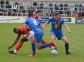 After winning their first game of the season, Brakes were beaten 2-1 by Brackley Town at St James’ Park on Bank Holiday Monday      Pictures by Brian Martin