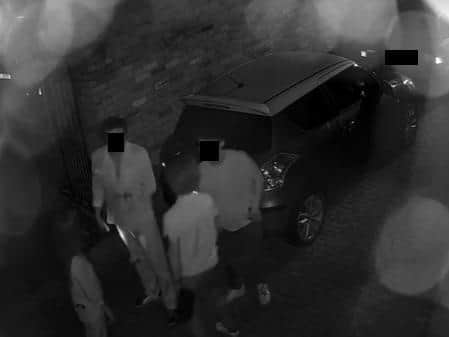CCTV footage of the party-goers after the cars were vandalised.