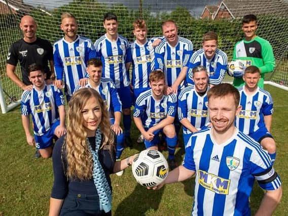 Bishop's Itchington FC pose with their new footballs. Photo supplied