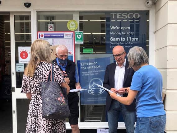 Warwick and Leamington MP Matt Western (right) says Tesco has ‘betrayed’ Leamington residents after an overnight price hike of nearly 20 per cent on some products at its town centre branch,. Mr Western (right) joined protestors outside the branch on Saturday (September 11).