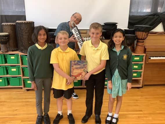 Shrubland Street Primary School had visit from their writer-in-residence, the children’s poet James Carter, for the launch of his new title 'The Beasts Beneath Our Feet' – a non-fiction book about fossils and extinct creatures such as dinosaurs.