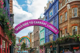 One of the colourful entrances to Carnaby Street