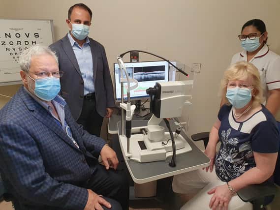 Photo L-R Willy Goldschmidt, Dr Muneer Otri, Arlene Calica, Ophthalmic Optician and Dr Rosemary Robinson.