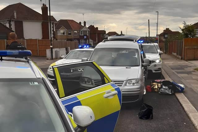 Three suspects were stopped by police after reportedly going on a shoplifting spree at Leamington Retail Park. Photo by OPU Warwickshire.