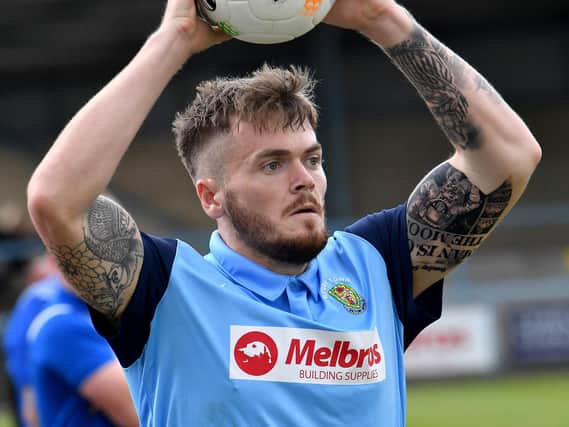 New signing Luke English's long throw resulted in Rugby Town's second goal against Potton