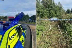 Police found the grey BMW wedged into undergrowth at junction 18 of the M1