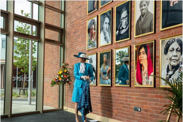 High Sheriff of Warwickshire, Lady Willoughby de Broke, unveils the changemaker gallery. Photo supplied