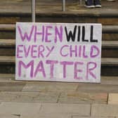 The backpack protest at Shire Hall in Warwick against what some parents and carers have described as a "crisis" in SEND services in Warwickshire. Photo by Geoff Ousbey.
