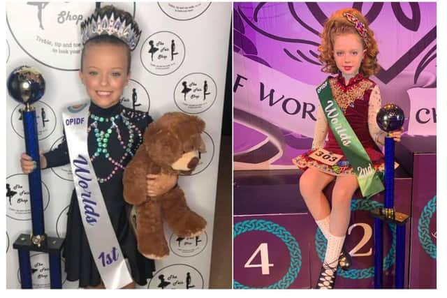 Eight-year-old Willow Bourne (left) took the title of u7 primary World Champion with her classmate Sinéad McCreedy (also eight) taking second place.