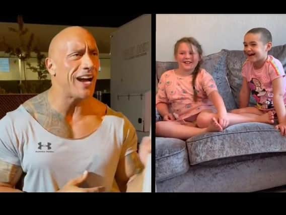 Holly’s beaming reaction was recorded as she and her best friend Lucy watched the clip of Hollywood actor Dwayne Johnson.