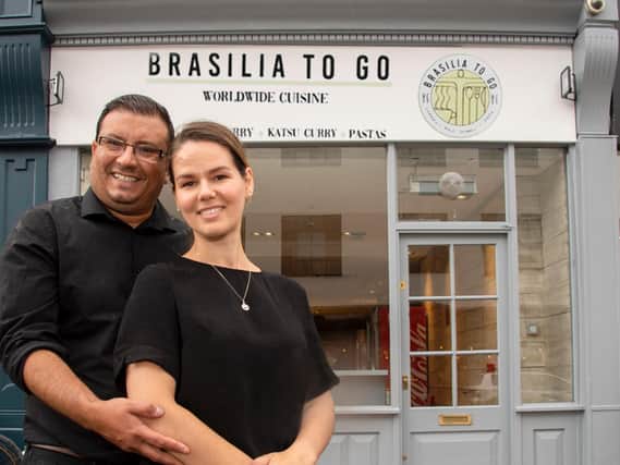 Paulo Moraes and his wife Iara outside Brasilia To Go in Warwick Street, Leamington, which opens tomorrow (Thursday, September 30).