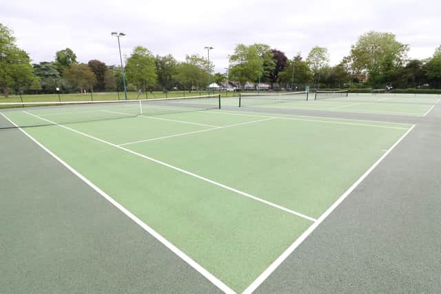 One of the upgraded public tennis courts at Victoria Park in Leamington.