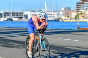 Helene Parpworth during the bike stage. Photo: CanoFotoSports