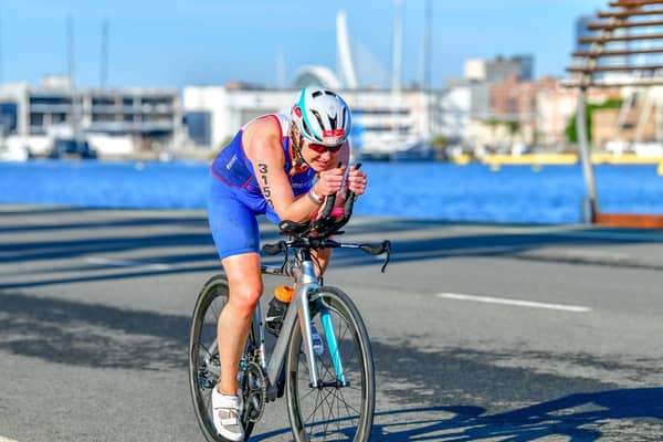 Helene Parpworth during the bike stage. Photo: CanoFotoSports