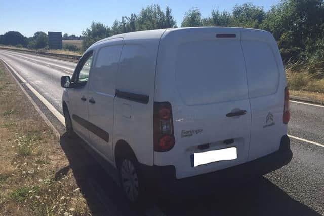 The van which was pulled over. Picture courtesy of Warwickshire Police OPU.