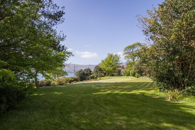 The garden features views of Carlingford Lough and the Mourne Mountains.