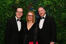 (L-R) R&amp;Co's Ian Gallagher, Sarah Ross and Peter Robinson at Pallet-Track's 20th anniversary gala