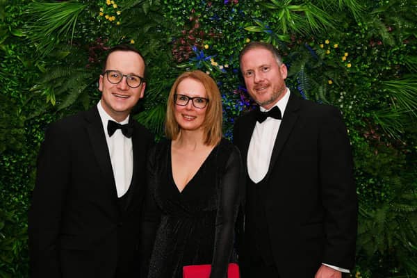 (L-R) R&amp;Co's Ian Gallagher, Sarah Ross and Peter Robinson at Pallet-Track's 20th anniversary gala