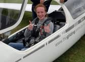 Lucy in her glider.
