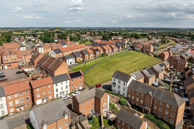 A view of the near-complete Saxon View community, taken in 2024