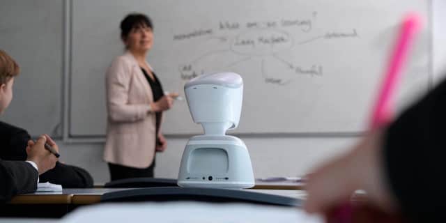 An AV1 robot in a lesson. Picture supplied.