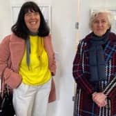 Maggie Smith, of Yellow Minnow Sketch, who is one of the artists featured in the TRUG exhibition and art curator Anne Kennedy of the Yardstick Art Gallery. Picture supplied,