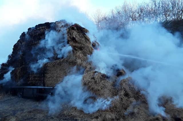 This load of hay caught fire on the M42 earlier today