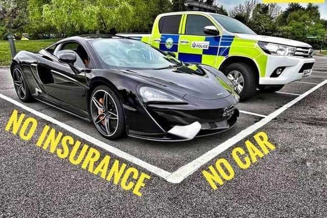 Warwickshire Rural Crime Team get the message across - supercars are exempt from needing insurance.