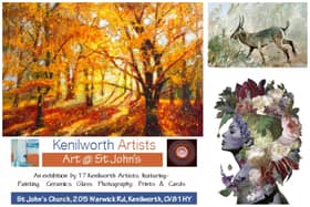 Artwork by Kenilworth Artists' members Lindsey Attwood (main image), Chris Saunderson (top right) and Louise Hutton (bottom right).