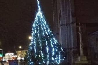 The Christmas tree outside St Andrew's Church.