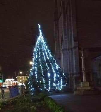 The Christmas tree outside St Andrew's Church.