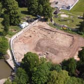 A bird's eye view of the building site at Abbey Fields where the medieval remains have been discovered. Picture supplied.