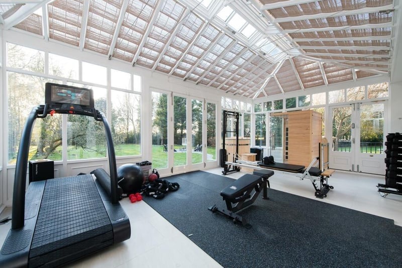 The conservatory currently used as a gym. Photo by Knight Frank