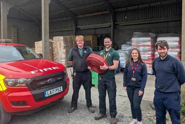 Used fire hoses from Warwickshire Fire and Rescue Service are being repurposed into enrichment items for animals at Twycross Zoo. Photo supplied by Warwickshire County Council