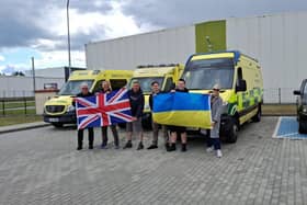 Oliver Ansell-Hodges and other volunteers who drove an ambulance and two SUVs as part of a convoy from Leamington to Poland to help war torn Ukraine
