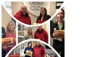 Nigel donates the calendars to care home staff.