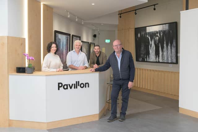 From left: Gallery director Kelly Childs, Dan Rickett, Paul Watt (Director at Rickett Architects), Bill Wareing. Picture supplied.
