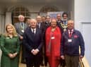 Sheila Stephenson (Army West Midlands), Cllr Wallace Redford (WCC and Chair of Coventry, Solihull and Warwickshire Armed Forces Covenant Partnership, Dr Esther Riggs (Courage), Damian Griffin (President Veteran’s Contact Point), Cllr George Illingworth (WDC), Dr Dan Barnard (Courage), Inspector Victoria Duffield-Smith (Warwickshire Police), Bernadette Allen (WDC Armed Forces Lead). Police Constable Scott Caswell, Cllr Parminder Singh Birdi (Mayor of Warwick), Len Hardy BEM, Executive Trustee and Veterans Champion VCP (Chair Veterans Contact Point). Photo supplied