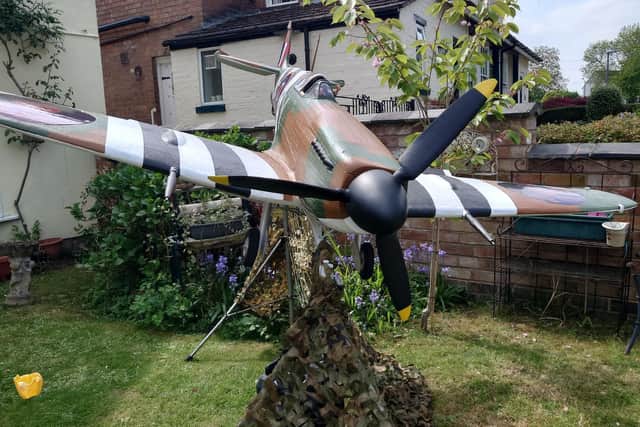 Ray Burden, a dedicated Cubbington craftsman, has spent the last four years building a 1/4 scale model of the iconic Spitfire fighter plane entirely from scratch. He is displaying it this week as part of the national 80th anniversary of VE Day commemorations. Photo supplied.