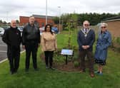 Pictured at the ceremony from left to right; Jon Holmes (WDC), Barry Franklin (Deputy Mayor of Whitnash), Mini Mangat, Adrian Barton and Susan Rasmussen (WDC Chair consort). Picture courtesy of Warwick District Council.