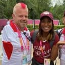 Commonwealth medalists Craig Bowler and Kieran Rollings with Denise Lewis, Olympic gold medalist and Commonwealth Games President pictured at the Games in Leamimgton Spa in 2022.